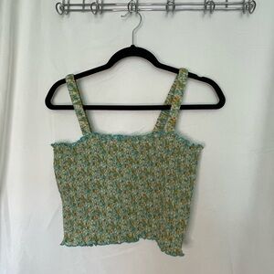 Arizona Jean Company Green Smocked Asymmetrical Tank Top​​​